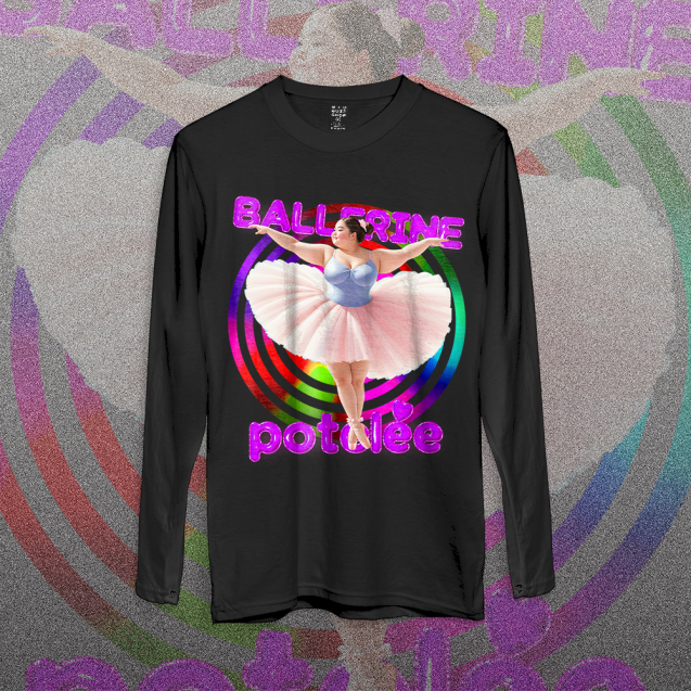 Plus Size Ballerina Black Long Sleeve T-Shirt