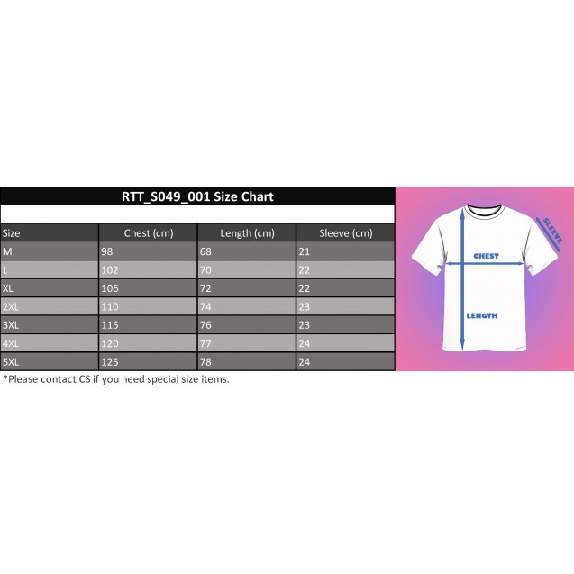 5-Color 7-Size Quick Dry Regular Fit T-Shirt Custom Printing (RTT_S049_001)