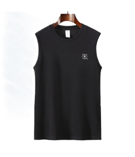 Black White Gray 7-Size 220gsm 100% Cotton Classic Crew Neck Tank Top (TT_S024_001)