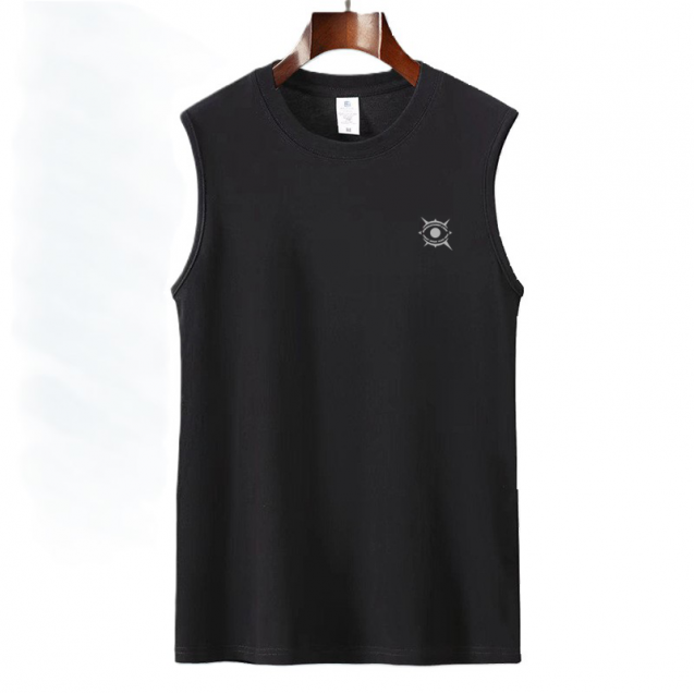 Black White Gray 7-Size 220gsm 100% Cotton Classic Crew Neck Tank Top (TT_S024_001)