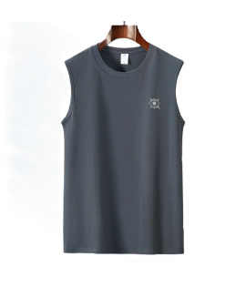 Black White Gray 7-Size 220gsm 100% Cotton Classic Crew Neck Tank Top (TT_S024_001)