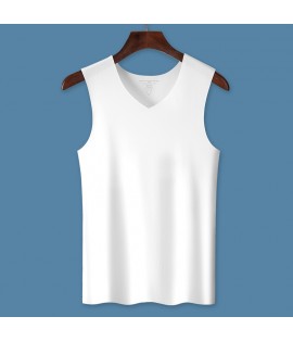 6-Color 6-Size 60 Twists 100% Cotton Seamless V-Neck Sleeveless Undershirt (TT_S055_002)