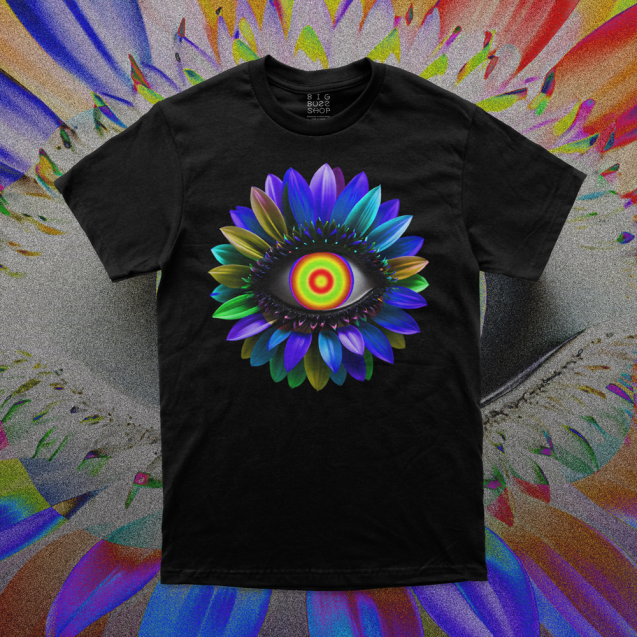 Evil Eye Cornflower Black T-Shirt